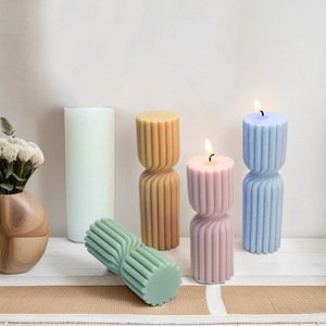 Cylindrical Striped Silicone Candle Mold Irregular Shape DIY Candle Molds Plaster <b>Ornament</b> Mold - Product Image 1