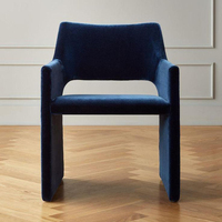 Moderner Minimalistischer Taupe-Velours Esszimmer-Armlehnstuhl mit Ausschnitt-Rückenlehne Gepolstert für Hotel Restaurant Großhandel Gewerbe