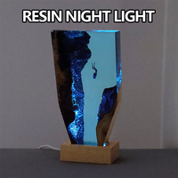 Lampe créative en résine époxy et bois, faite à la main, multicolore, thème océan, lampe aquatique, plongée en eaux profondes, pour les passionnés de plongée en grotte