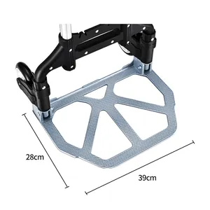 Carrinho de mão dobrável e carrinho de bagagem para serviço pesado com alça telescópica e rodas de PVC, capacidade de 154 lb