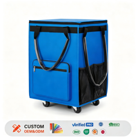 Chariot de courses pliable en PP réutilisable avec logo personnalisé, fermeture éclair et roues, motifs personnalisés pour l'emballage