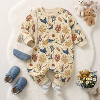 Combinaison à manches longues à imprimé océan, printemps automne, tenue pour bébé garçon nouveau-né
