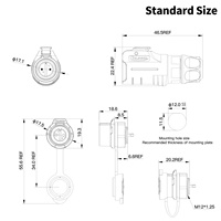 Connecteur circulaire étanche IP68 Cnlinko LP12 Série M12, 2 à 8 pôles, prise de montage sur panneau carré pour électronique marine, en stock