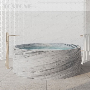 Vasca da Bagno in Marmo Naturale Grigio Fiorentino di Lusso Tostone, Bestseller per Hotel e Ville, Decorazione per Bagno - Product Image 5