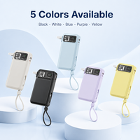 Batterie externe de voyage 3 en 1 avec chargeur mural intégré, câbles doubles, charge rapide 22,5 W, USB C PD QC, batterie portable