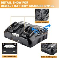 Chargeur de batterie 6.0A à double port compatible avec les batteries Li-ion Dewalt 18V 20V, station de charge rapide avec 2 ports USB