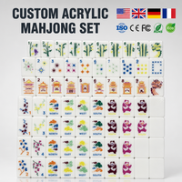 Ensemble de Mahjong Américain en Acrylique Personnalisé Premium 160 Pièces avec Supports et Dés, Logo Personnalisé Gravé, Fournisseur en Gros, Expédition Rapide
