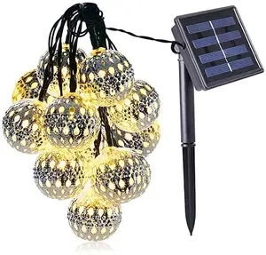 Toptan noel topları gümüş ışık dize-LED dize ışıkları, dekoratif fas topu, 20 gümüş Metal bilyalar parlak sıcak ışıklar