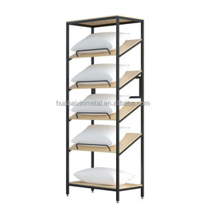 Étagère de literie des fabricants de présentoirs d'oreillers en latex personnalisés avec cadre en fer, <span class=keywords><strong>planche</strong></span> de <span class=keywords><strong>bois</strong></span> et noyau en caoutchouc, montage facile à démonter - Product Image 1