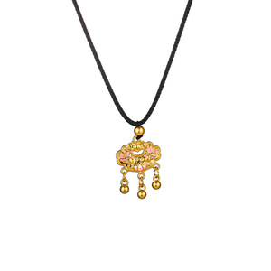 Guohaoshipin Chinese Style Gold Plated Necklace Lock Pendant Zinc Alloy Sweater Chain Lucky Charm Fashion Jewelry - Product Image 5
