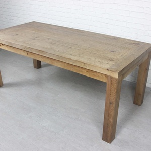 Table à manger carrée en bois massif récupéré, style antique, avec 6 chaises - Product Image 2