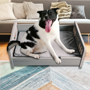 Pet Holzbett Set Möbel Universal Custom ized Pet Schlafs ofa <span class=keywords><strong>Big</strong></span> <span class=keywords><strong>Dog</strong></span> Mat Holz Pet Cave Bett mit Matte - Product Image 1