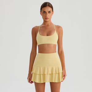 Conjunto Deportivo de Dos Piezas para Mujer, Top Deportivo con Tirantes y Falda de Tenis con Volantes, Transpirable, para Yoga, Running y Actividades al Aire Libre - Product Image 1