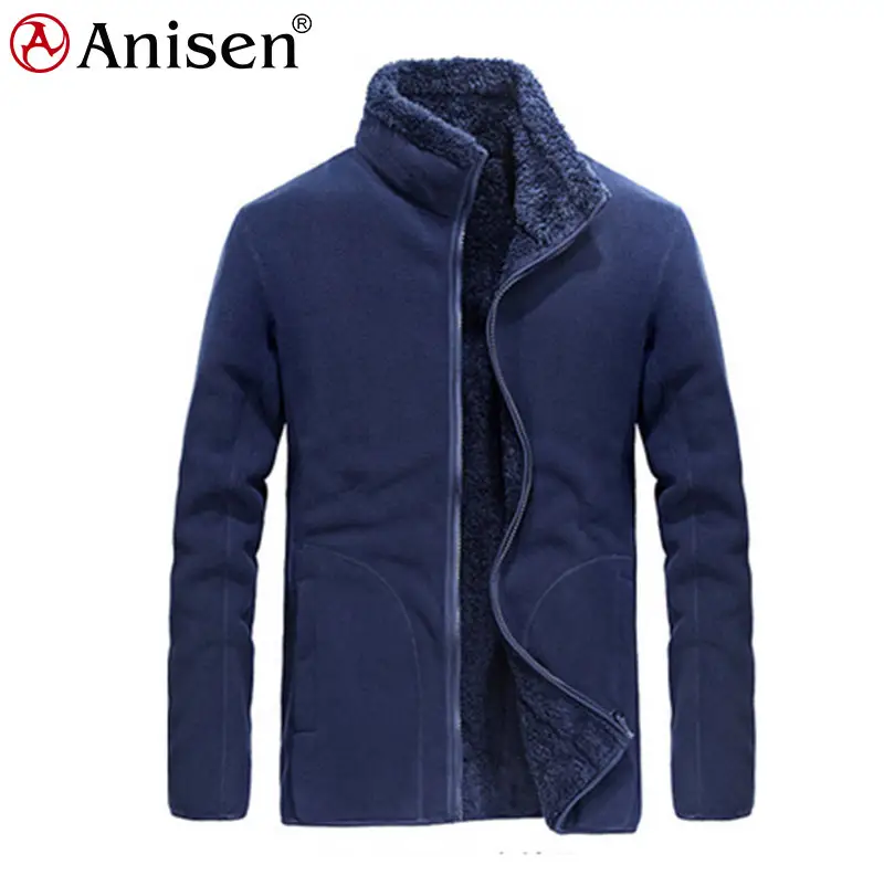 Alta qualità 2020 abbigliamento classico all'ingrosso uomo blu Navy Casual Warm Keeper Mens giacca in pile polare personalizzata vestiti invernali