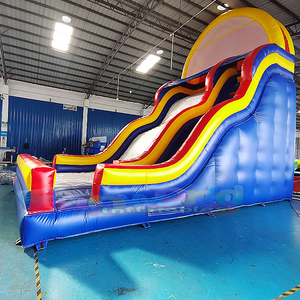 Tobogán Inflable Acuático al por Mayor, Tobogán Acuático Inflable Tropical Morado de Doble Cara con Piscina - Product Image 6