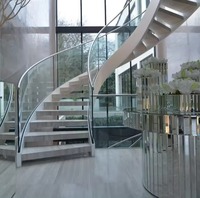 Villa moderne Escalier incurvé avec installation facile de la main courante en verre conception hélicoïdale/circulaire pour les appartements