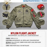 Blouson aviateur classique pour homme, hiver, avec broderie, imperméable, anti-plis, en stock