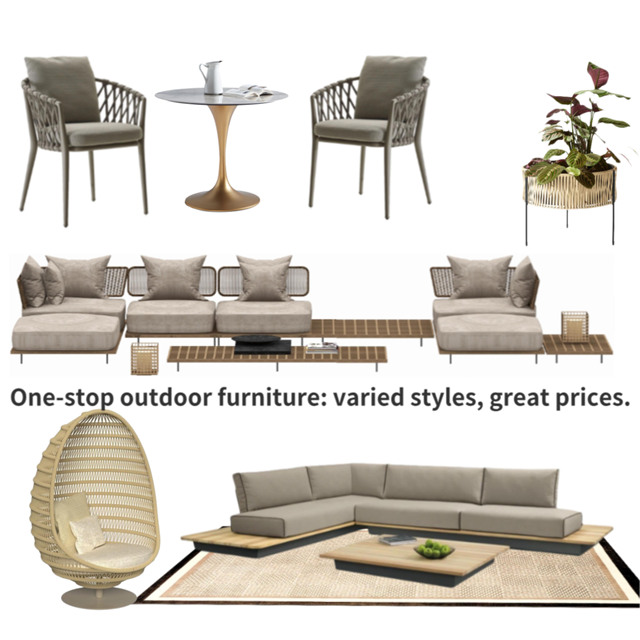 Modern Outdoor Wood Sofa and Coffee Table Set with Waterproof Cushions Designer Solution for Courtyard and Garden