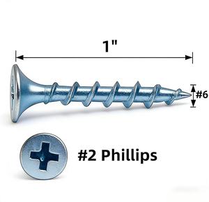 Tornillo para paneles de yeso de rosca gruesa, galvanizado en zinc, azul y blanco # 8 x 1 pulgada para placas de yeso y <span class=keywords><strong>montantes</strong></span> de madera - Product Image 2