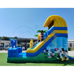 Toboggan Gonflable Sec Thème Aventure Tropicale Dessin Animé avec Palmiers pour Fêtes d'Enfants et <span class=keywords><strong>Location</strong></span> Commerciale pour Carnavals - Product Image 3