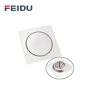 Siphon de sol carré moderne FEIDU pour <span class=keywords><strong>douche</strong></span> et <span class=keywords><strong>baignoire</strong></span>, filtre en acier inoxydable poli de 4 pouces, facile à nettoyer, pour salle de bain - Product Image 1