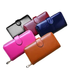 High Quality Ladies Long Wallet Coin Purse Cell Phone Leather Wallet For Women Money Clutch Bag With Wristlet Large Capacity