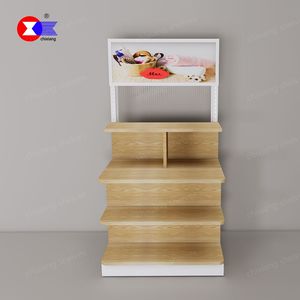 MINISO Nuevos estantes de estructura de metal y madera Tienda de comestibles de un dólar Grandes almacenes Estantes colgantes de mercancía - Product Image 3
