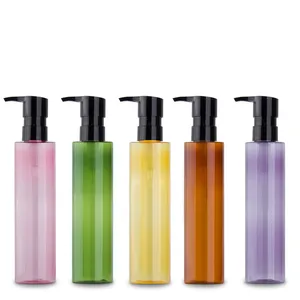 Silindir makyaj temizleyici şişesi PET 150ml/450ml losyon şişe kozmetik pompalı şişeler