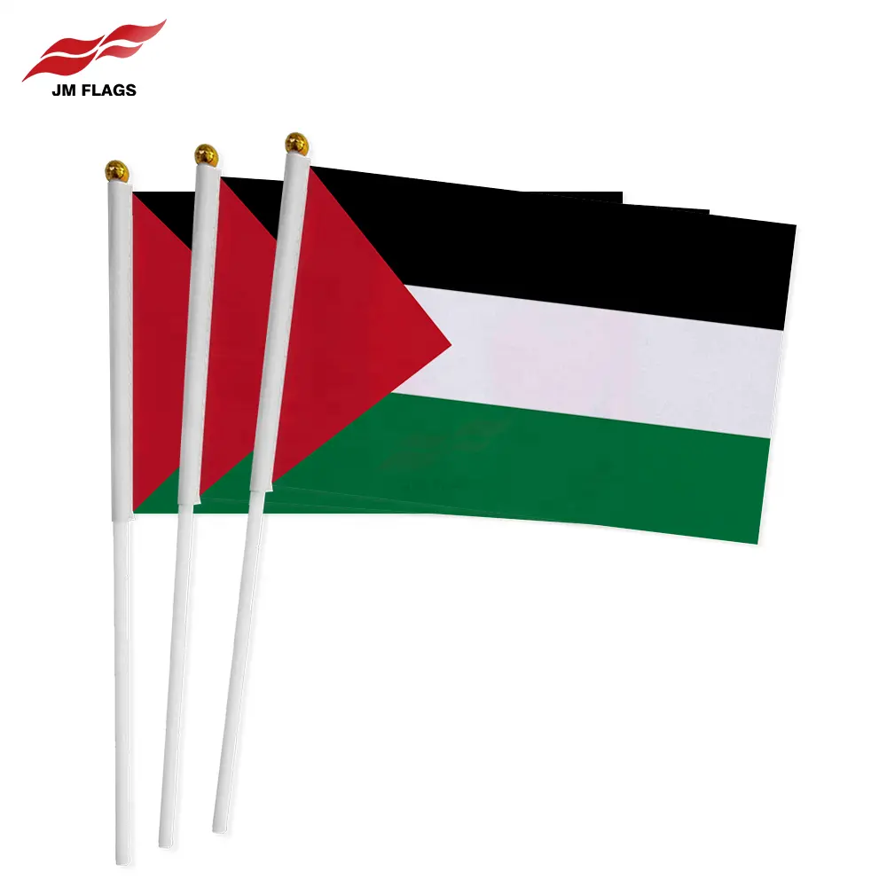 Оптовая продажа, ручные флаги Палестины, ручные баннеры из полиэстера, флаги палки Палестины