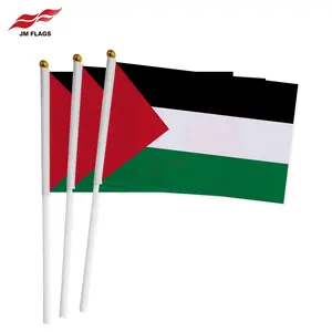 Grosir Bendera Genggam Palestina Dekorasi Spanduk Tangan Bendera Tongkat Palestina Poliester