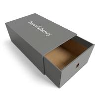 Boîte d'emballage personnalisée noire pour chaussures, étui tiroir en carton avec dorure argentée ou or, papier d'art pour articles de pied.
