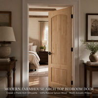 Pintu Interior 2 Panel Arch-Top dari Kayu Spruce Solid 80 inci, Tebal 1,38 inci, Kayu Tanpa Finishing, Desain Modern Farmhouse (Slab Pintu Hotel Villa)