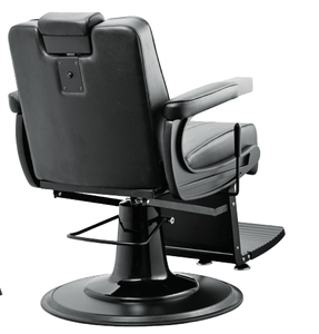 Sillón de Barbería Tapizado en Cuero PU Negro, Bomba Hidráulica Profesional, Reposapiés Extraíble, Diseño Moderno para Barbería y Salón - Product Image 3