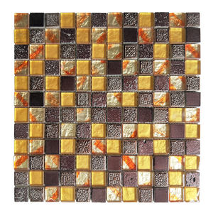 유럽 새로운 핫 세일 모자이크 타일 럭셔리 골드 모자이크 벽 Backsplash 타일 홈 장식 황금 모자이크 유리 및 세라믹 타일 - Product Image 5
