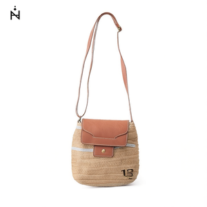 Bolso bandolera cuadrado de cuero con solapa y hilo dorado, 26x20x10cm, estilo étnico, bolso de mano para mujer - Product Image 1