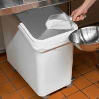 La restauration commerciale fournit des conteneurs de stockage de sucre de riz en plastique chariot sur roues en plastique PP conteneur d'ingrédients pour la farine