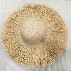 New Style Natural Raffia Straw Big Brim <b>Hat</b> Frayed Brim Two Layer Seaside Beach <b>Hat</b> - Product Image 1