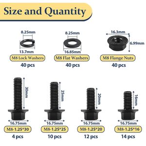 M8 <b>Flange</b> <b>Bolts</b> Nuts Washers Kit 10.9 Grade Carbon Steel Black Coated For Construction - Product Image 3