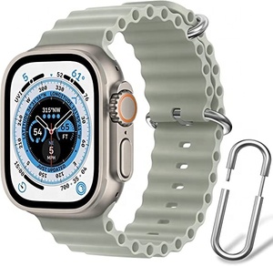 Силиконовый ремешок для часов apple watch, оригинальный браслет для наручных часов моделей Ocean, series 8 7 6 45 мм, 49 мм 38 мм