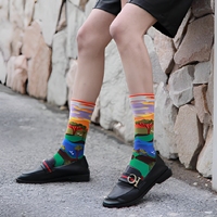 Chaussettes mi-mollet unisexe en coton jacquard, motif abstrait cubiste, peinture à l'huile, art figuratif et paysager vintage, vente en gros, cadeau