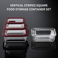 Boîte alimentaire en verre rayée en gros, type bento, avec couvercle anti-fuite, compatible micro-ondes et lave-vaisselle, sans BPA, avec cuillère et fourchette, idéale pour le travail