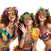Masques en papier de carnaval brésilien transfrontalier - Imprimés UV, écologiques et réutilisables pour festivals, spectacles de danse et fêtes - Vente en gros