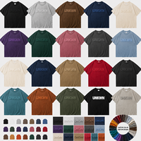 T-shirt uni à lettres en relief, 230 GSM, coton épais, coupe oversize, streetwear, plusieurs couleurs, personnalisable OEM ODM