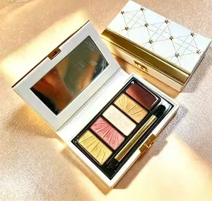 Cross border hot selling 5-color eye shadow diamond high gloss palette luxury leather <b>case</b> long effect eye <b>makeup</b> matte shimmer - Product Image 1