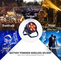 Pknight - Proyector LED de Pared RGBWA+UV de 6x18W, con Batería, PVC, IP65, Inalámbrico, DMX512, WiFi, App, para DJ, Bodas, Fiestas al Aire Libre