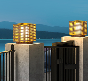 Luces de camino solares de paisaje de estilo chino, lámparas de pie cuadradas para patio exterior LED IP65, faros de columna <span class=keywords><strong>solar</strong></span> de alimentación de CA - Product Image 2