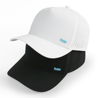 Gorra Deportiva Unisex HS41 de 5 Paneles, Diseño Perforado Blanco, Tela Impermeable, Logotipo Personalizado, Gorra para Correr al Aire Libre, Venta al Por Mayor