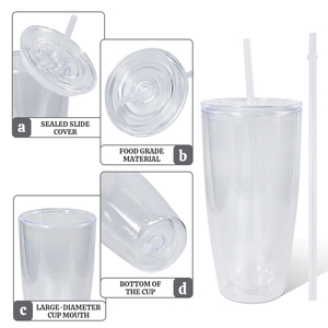 Vaso de Plástico de Doble Pared de 24 oz, Libre de BPA, Transparente, Tipo Globo de Nieve, con Orificio Preperforado, Tapa con Pajita de Plástico y Tapón para Manualidades - Product Image 5