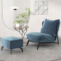 Fauteuil de salon en tissu flanelle avec ottoman, design moderne et luxueux pour hôtel, appartement, usage domestique, mobilier d'intérieur