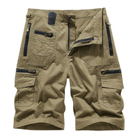 Shorts cargo rétro américains pour hommes, longueur mi-genou, en coton lavé, multi-poches, style salopette
